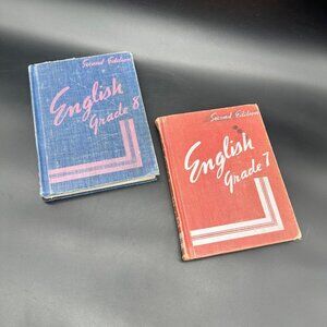 Vintage Textbooks English Grade 7 and 8 Book Hardcover 1950 Schoolhouse Decor